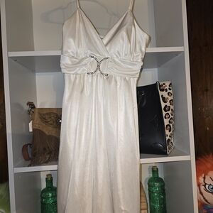 Taboo Strapless Mini White Dress with Rhinestone Detail